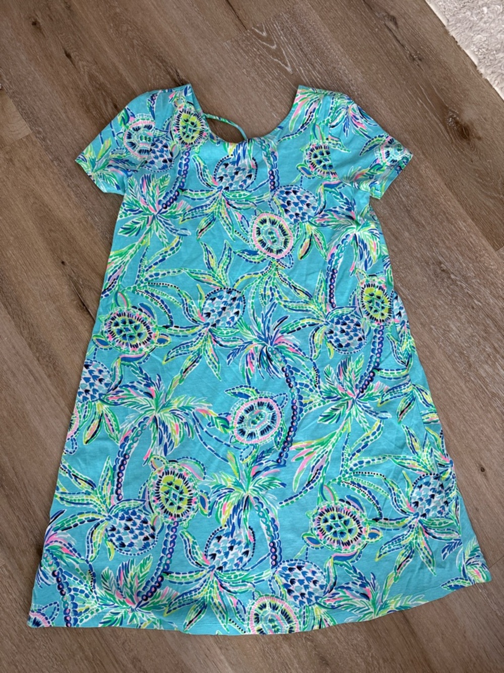 Lilly Pulitzer Turquoise Tropical Print Short-Sleeve Dress